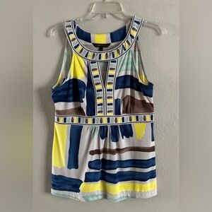 BCBGMAXAZRIA Women’s Size M Color Block Keyhole Neck Sleeveless Top
